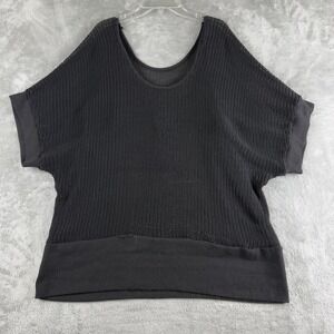 Torrid Top Womens Black Knit Mesh Short Sleeve Lined‎  Tank Goth Grunge Workwear
